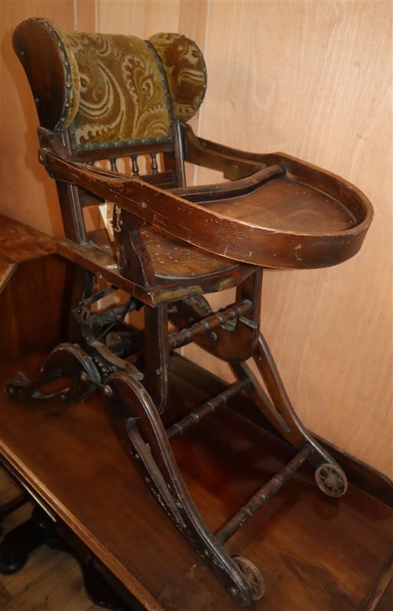 An early 20th century metamorphic childs high chair